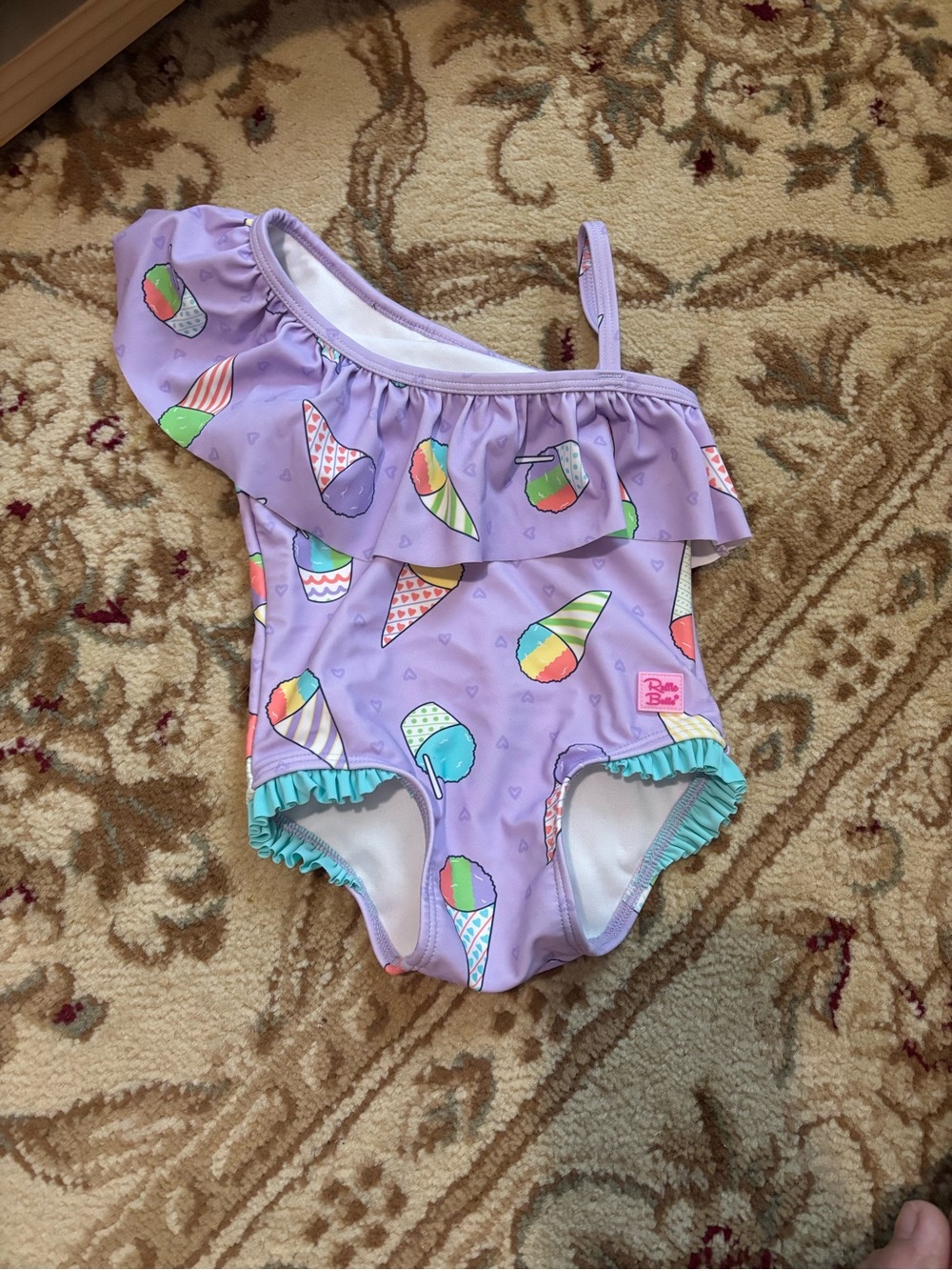 Girls Ruffle Butts Lavender Ice Cream One-Shoulder Ruffle Swimsuit